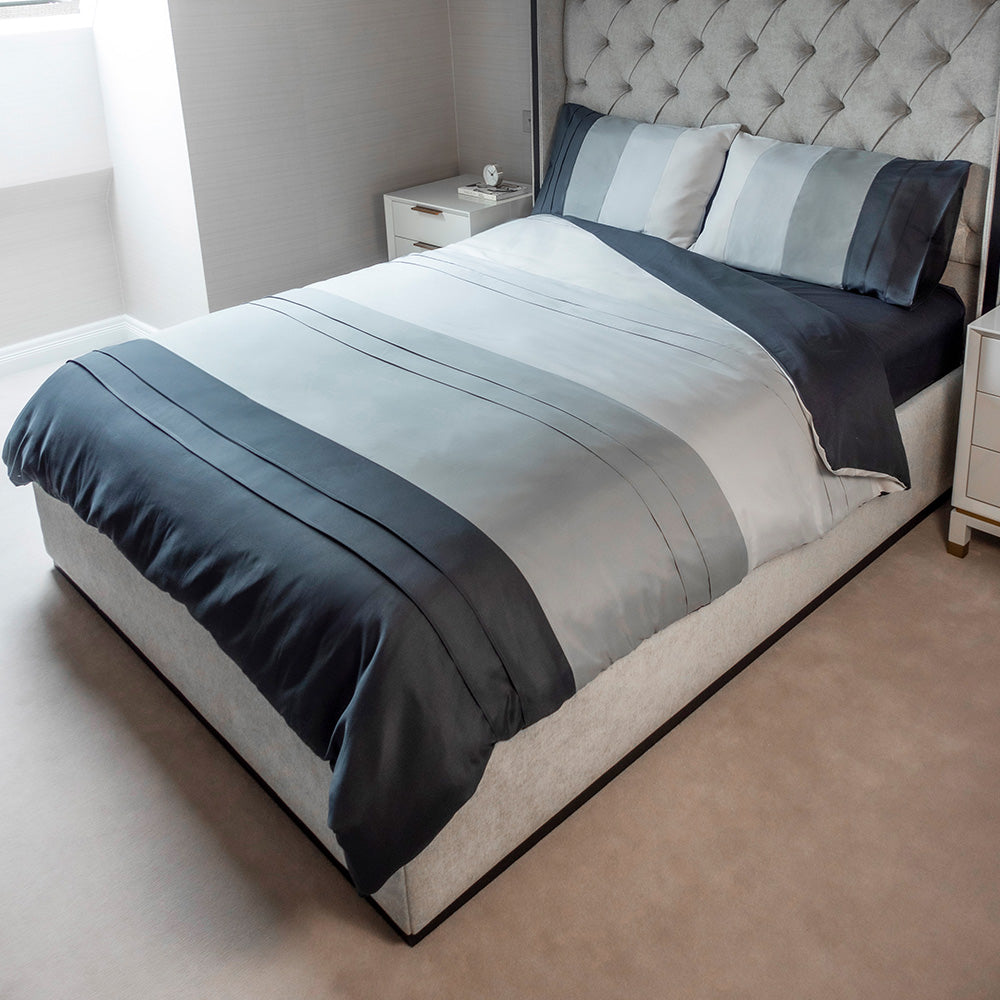 Grey Panel With Fitting Sheet Duvet Set Double Size