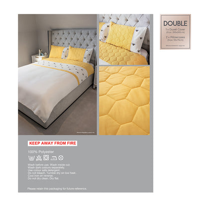 Embroidery Bee Duvet Set 3Pcs Double Size