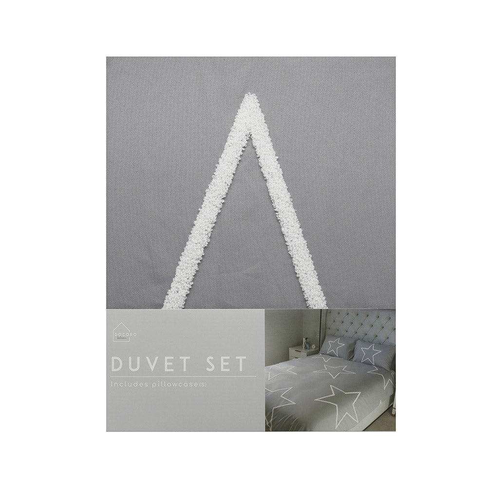 Grey Tufted Star Duvet Set 2Pcs Single Size