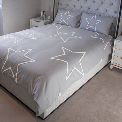 Grey Tufted Star Duvet Set 2Pcs Single Size