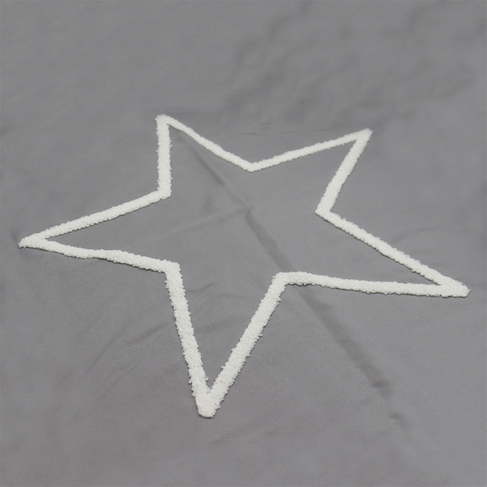 Grey Tufted Star Duvet Set 3Pcs Double Size