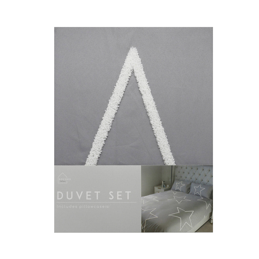 Grey Tufted Star Duvet Set 3Pcs King Size