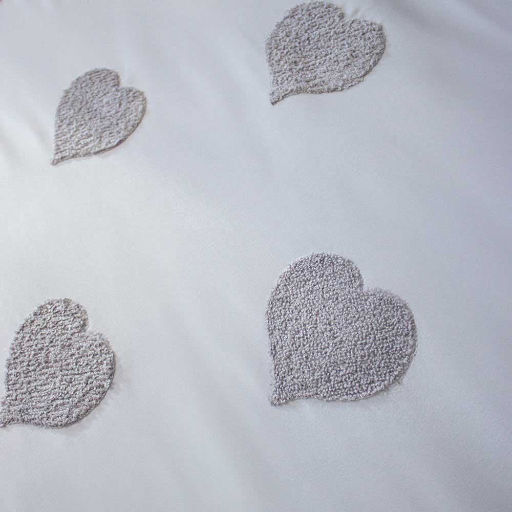 Light Grey Tufted Heart Duvet Set 3Pcs King Size