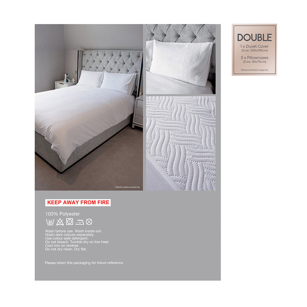 Pinsonic White Duvet Set 3Pcs Double Size