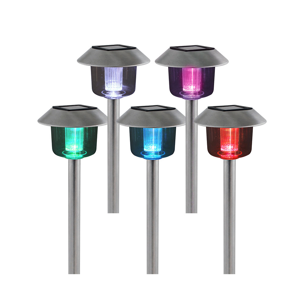 5PK Solar Powered LED Stainless Steel Garden Lights