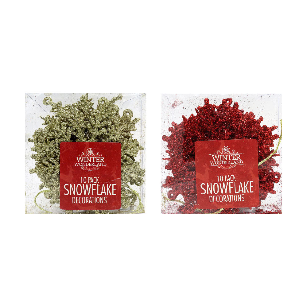 Snowflake Decoration Gold & Red 10PK
