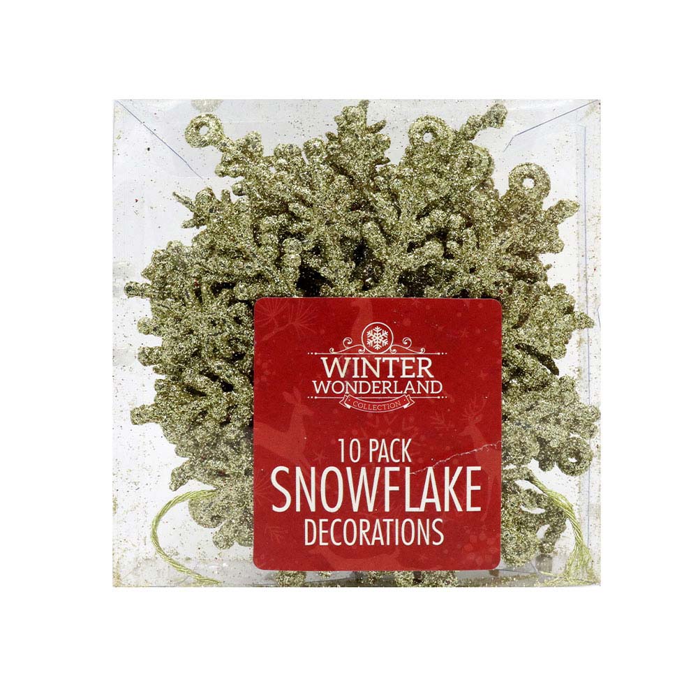 Snowflake Decoration Gold & Red 10PK
