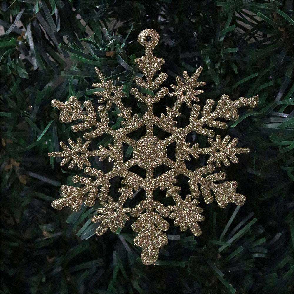 Snowflake Decoration Gold & Red 10PK