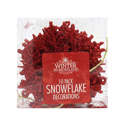 Snowflake Decoration Gold & Red 10PK