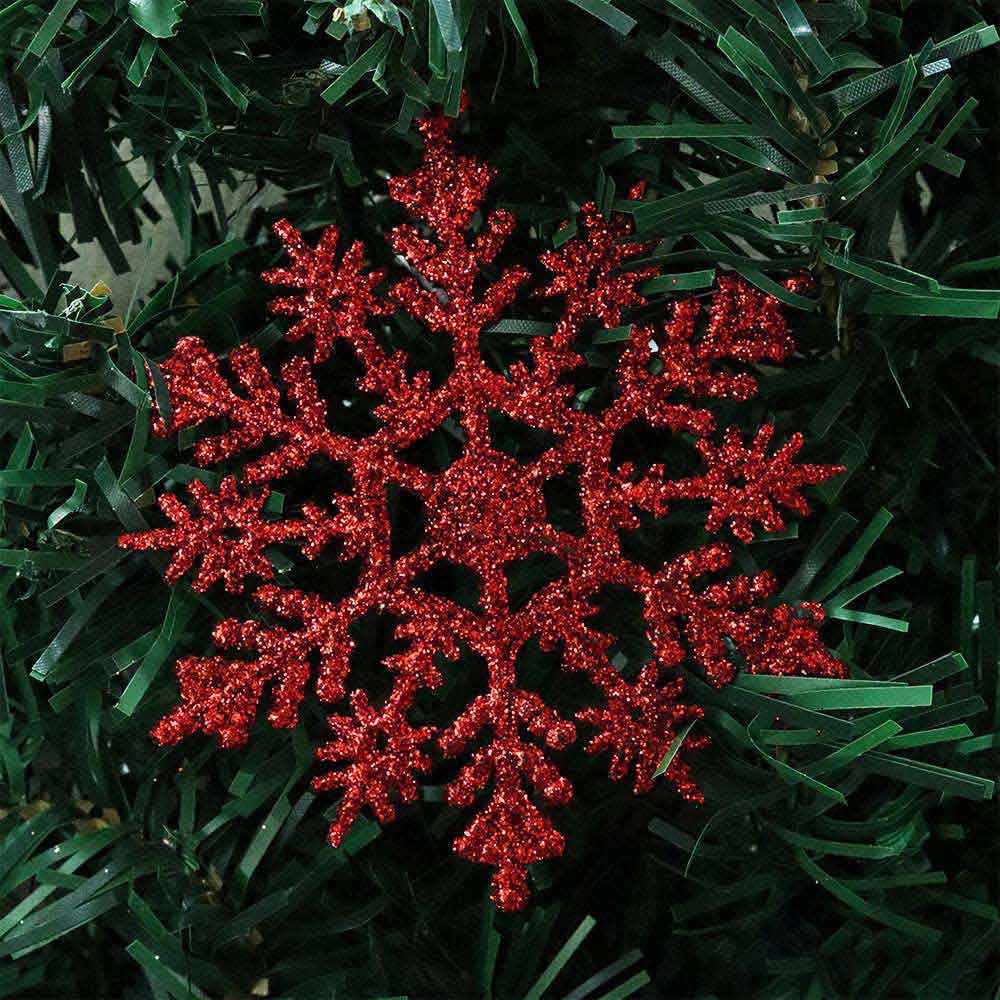 Snowflake Decoration Gold & Red 10PK