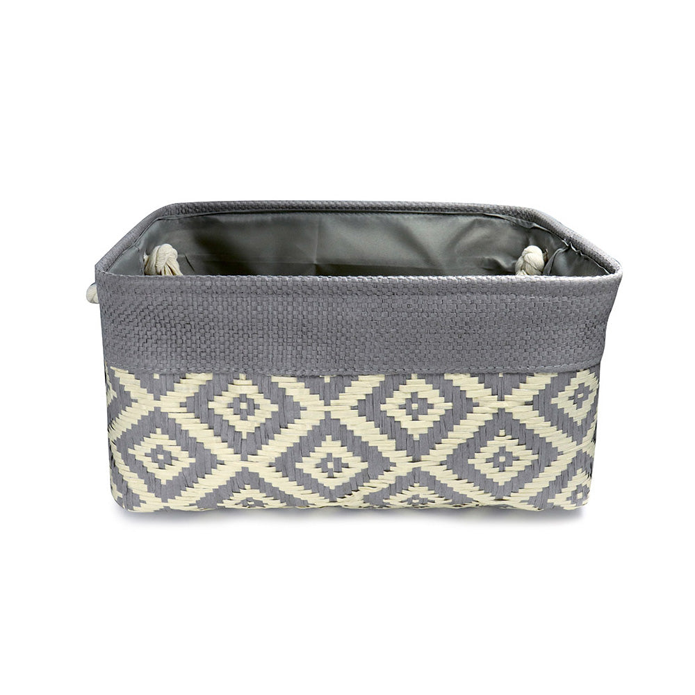 Grey Woven Diamond Storage Basket