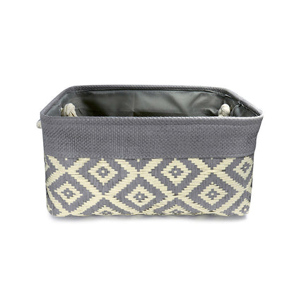 Grey Woven Diamond Storage Basket