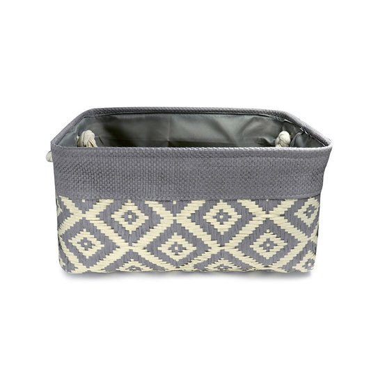 Grey Woven Diamond Storage Basket