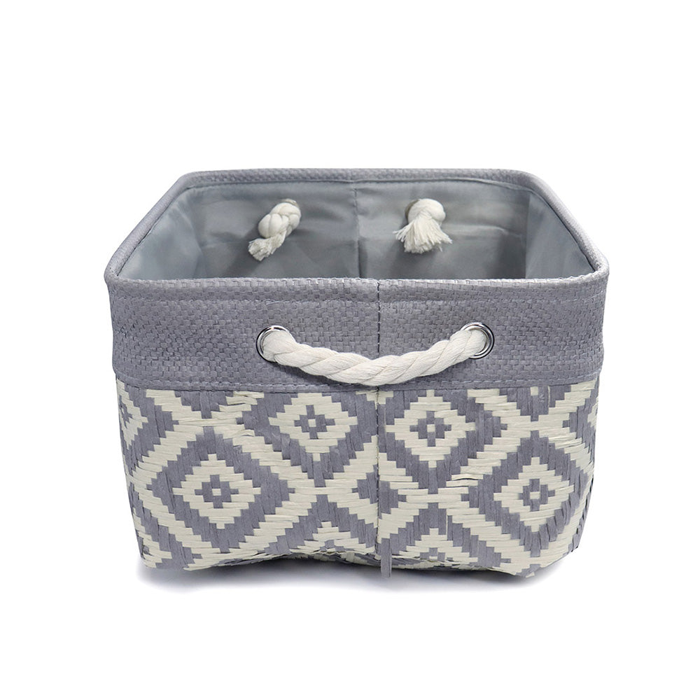 Grey Woven Diamond Storage Basket