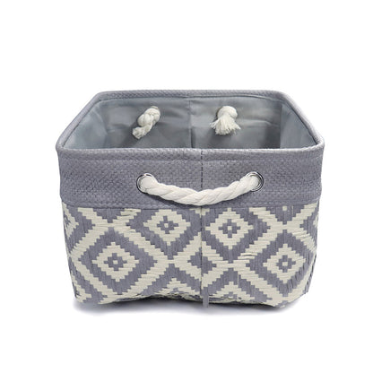Grey Woven Diamond Storage Basket