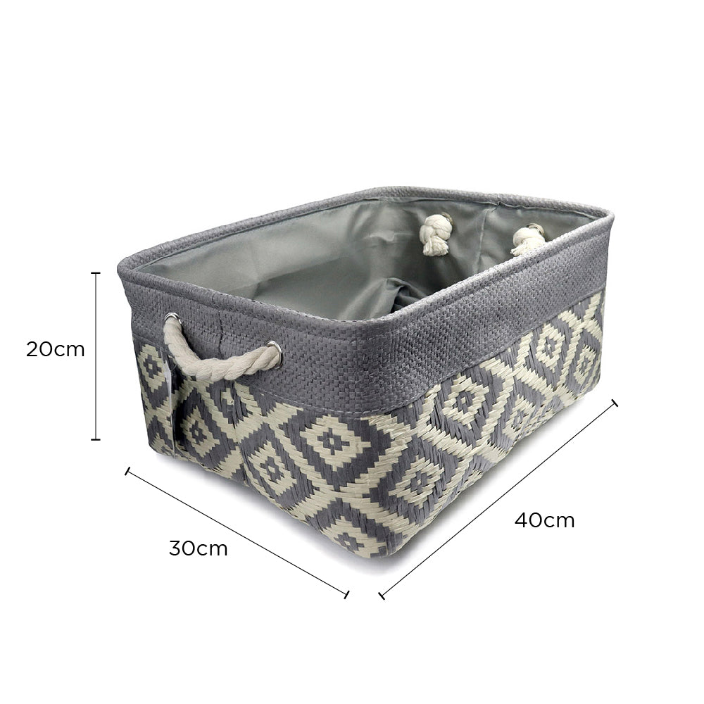 Grey Woven Diamond Storage Basket