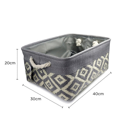Grey Woven Diamond Storage Basket