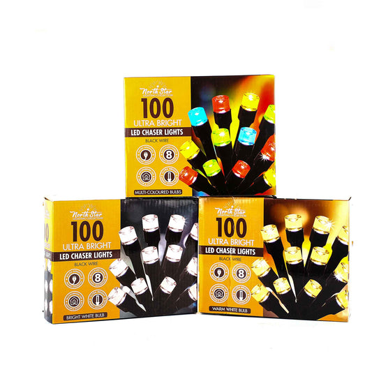 100 LED Chaser Lights Black Wire