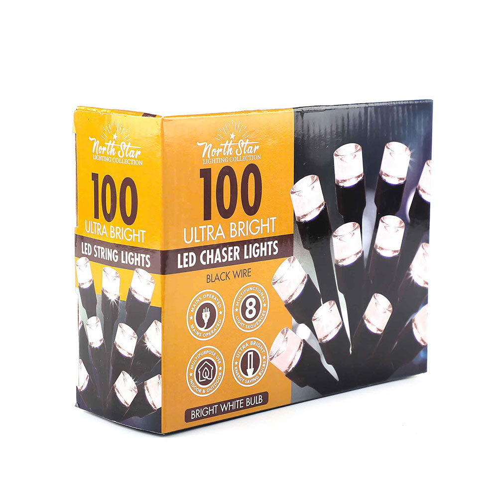 100 LED Chaser Lights Black Wire