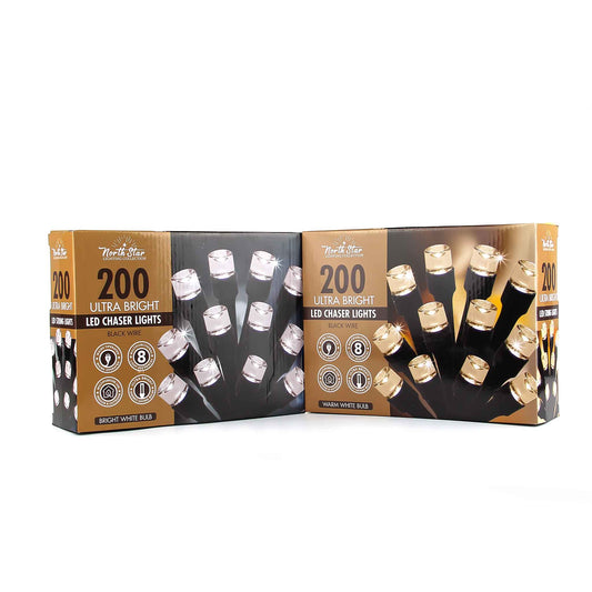 200 LED Chaser Lights Black Wire