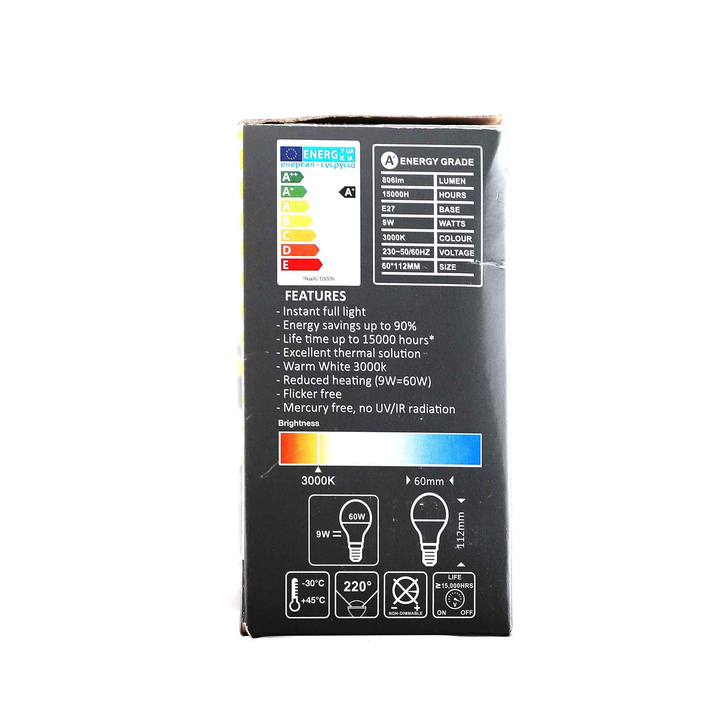 Led A60 9W E27 Bulbs 4PK