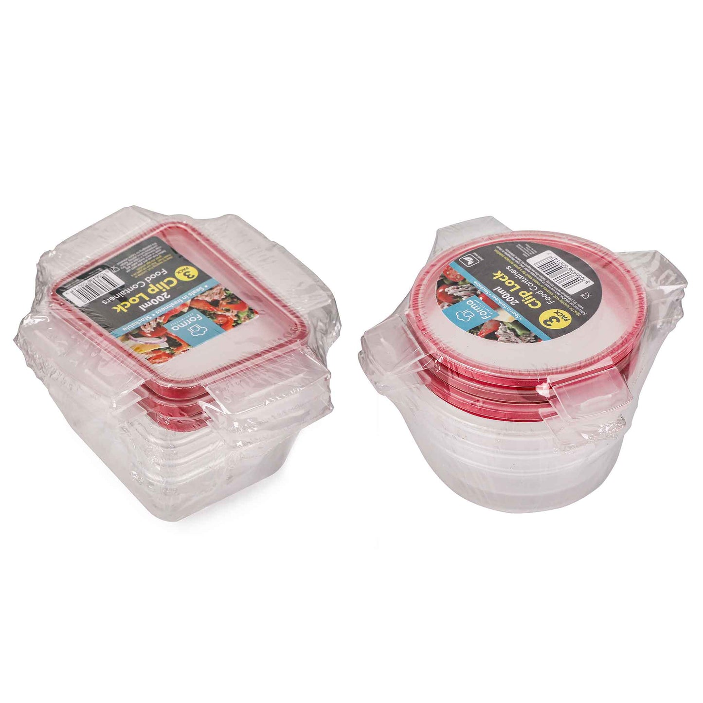 Click Lock Food Container 200ML 3PK Assorted