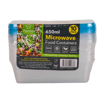 Disposable Microwave Food Containers 650ML 10PK
