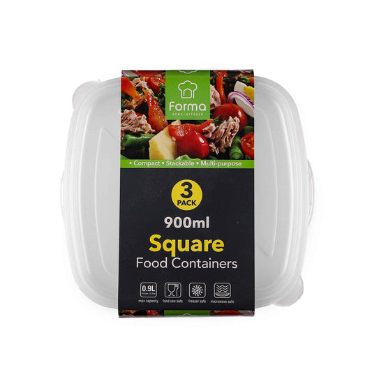 Disposable Square Food Container 3PK 900ML