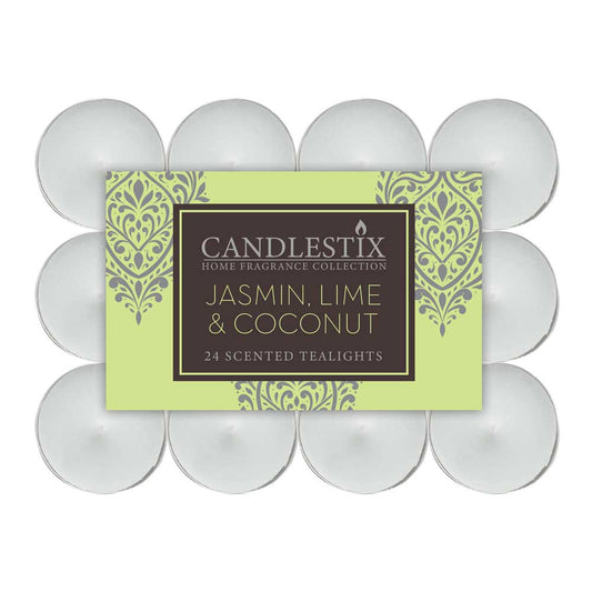 24 Scented Tealights Jasmine Lime & Coconut