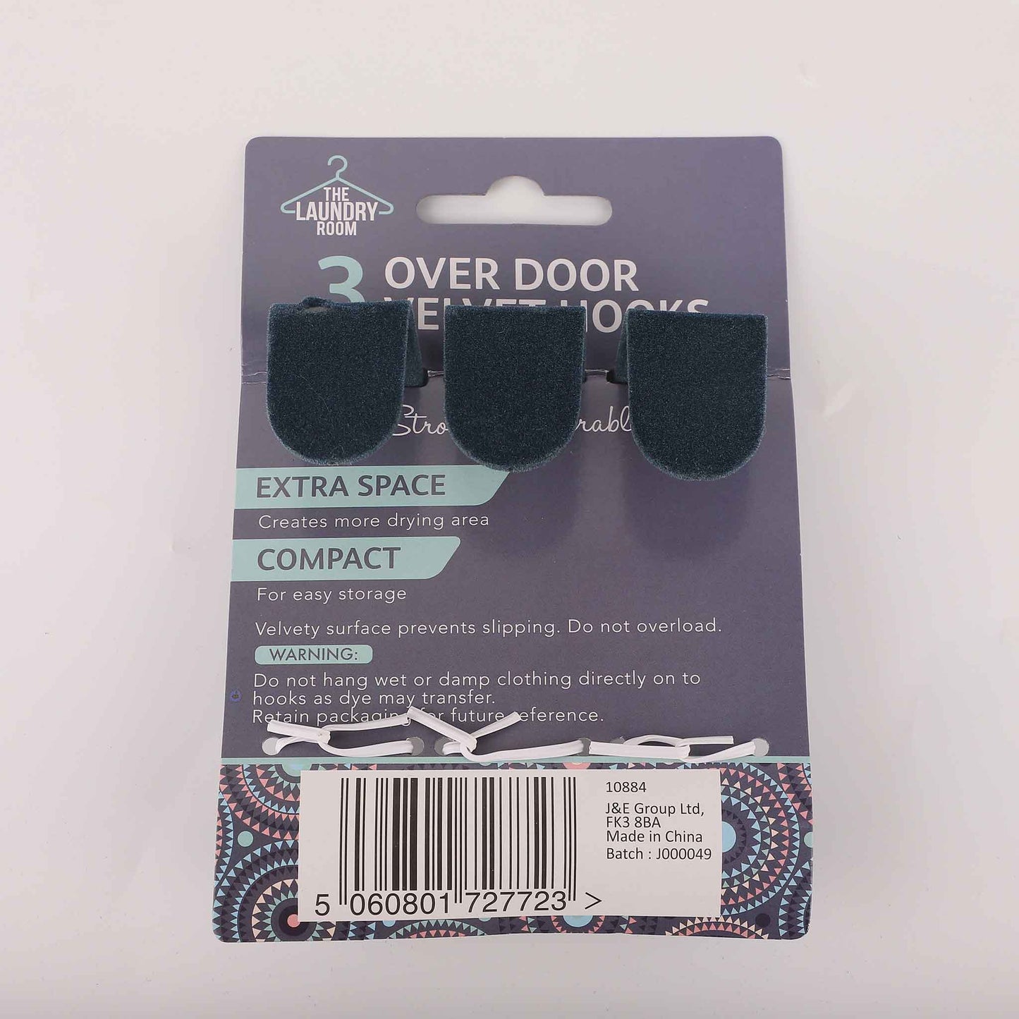 Velvet Over Door Hook 3PK