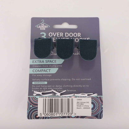 Velvet Over Door Hook 3PK