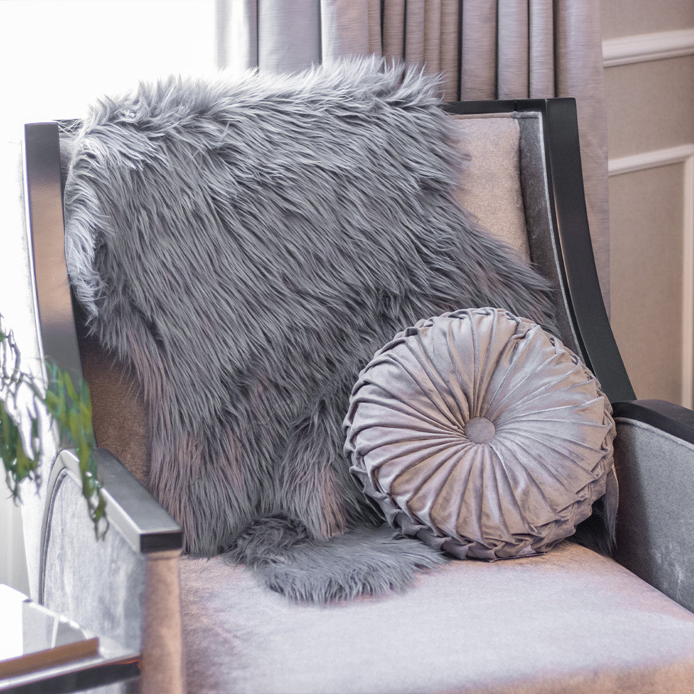 Faux Fur Sheep Rug Grey&Silver