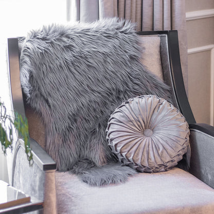 Faux Fur Sheep Rug Grey&Silver
