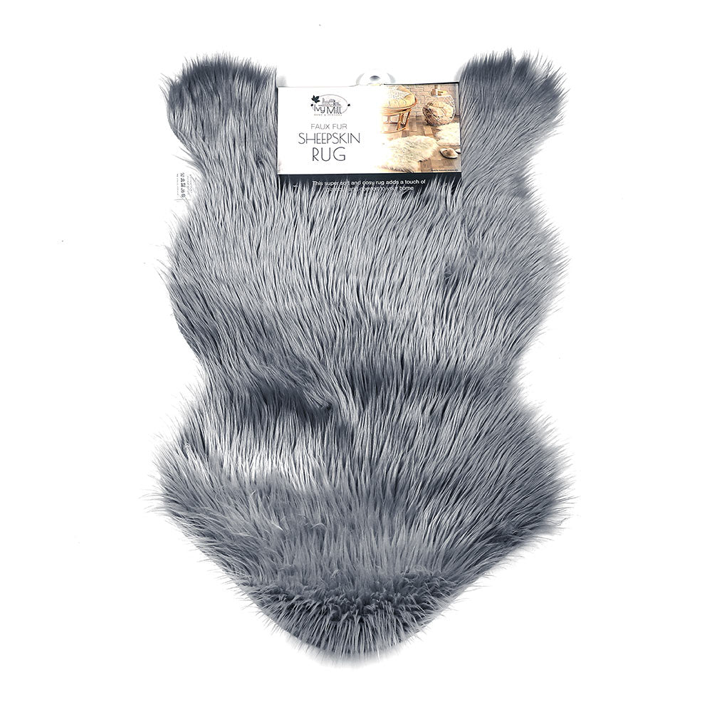 Faux Fur Sheep Rug Grey&Silver