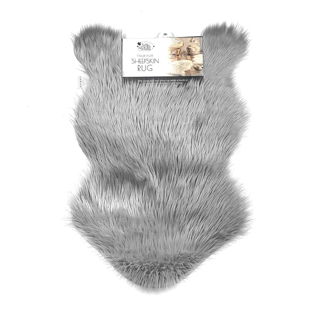 Faux Fur Sheep Rug Grey&Silver