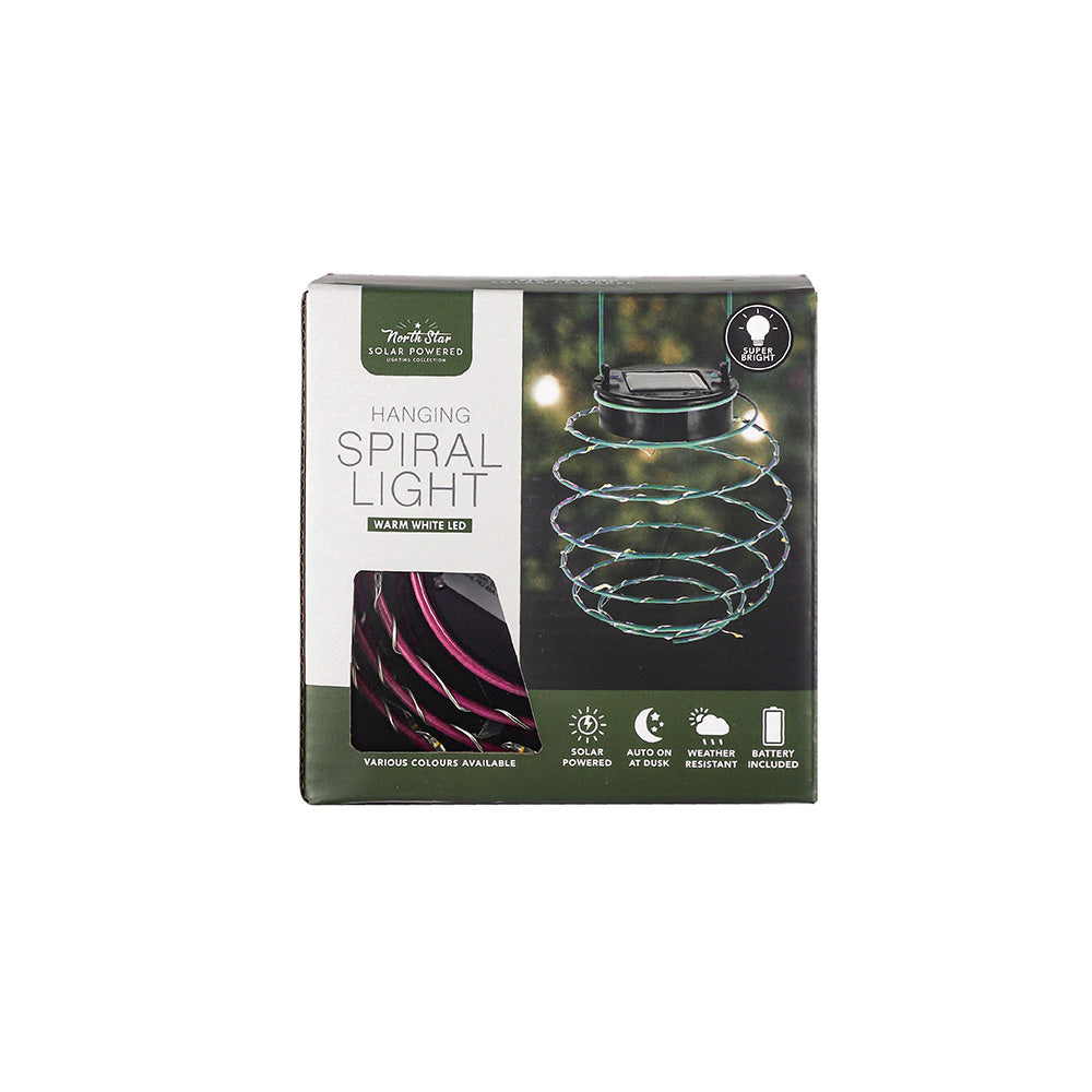 Solar Powered Hanging Spiral Light Warm White Led