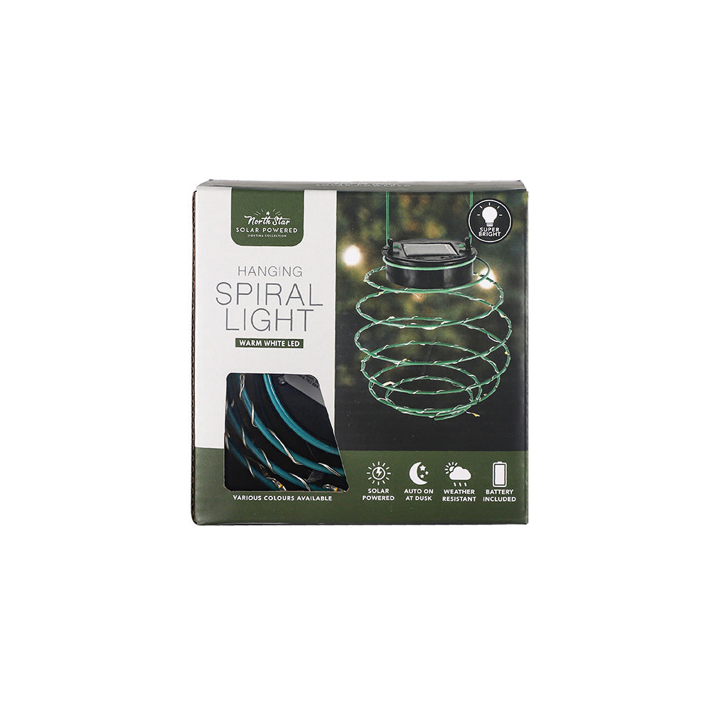 Solar Powered Hanging Spiral Light Warm White Led