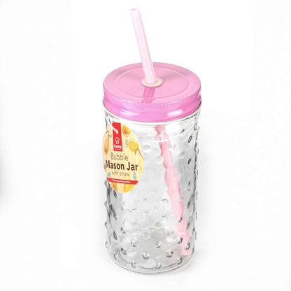 Bubble Mason Jar with Straw