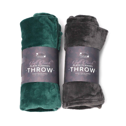 Plain Flannel Throw 130X160cm