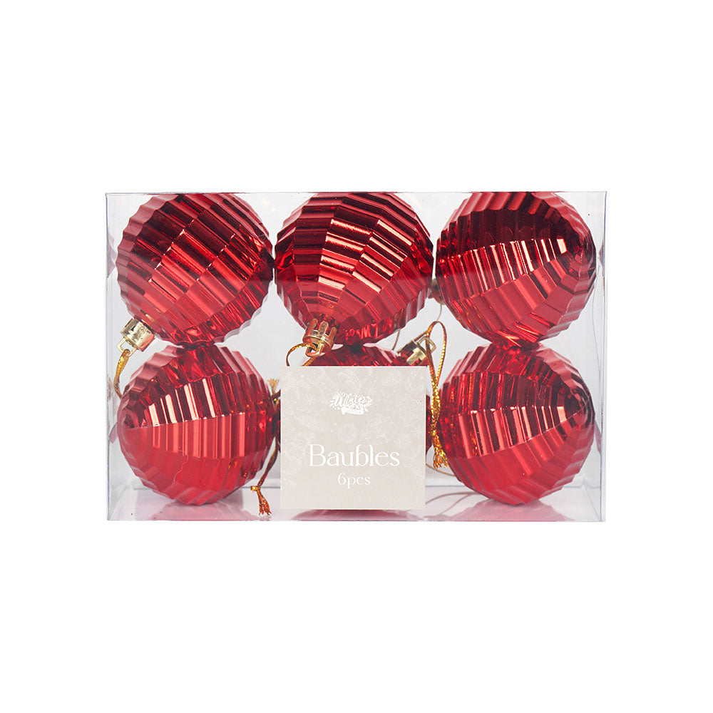 Christmas Baubles 6CM 6PCS Red