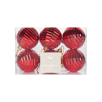 Christmas Baubles 6CM 6PCS Red