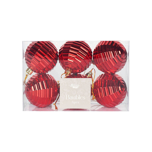 Christmas Baubles 6CM 6PCS Red