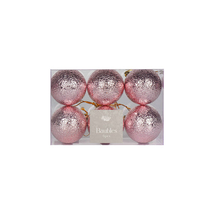 Christmas Baubles 6CM 6PCS Pink