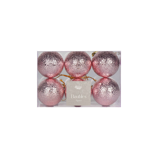Christmas Baubles 6CM 6PCS Pink