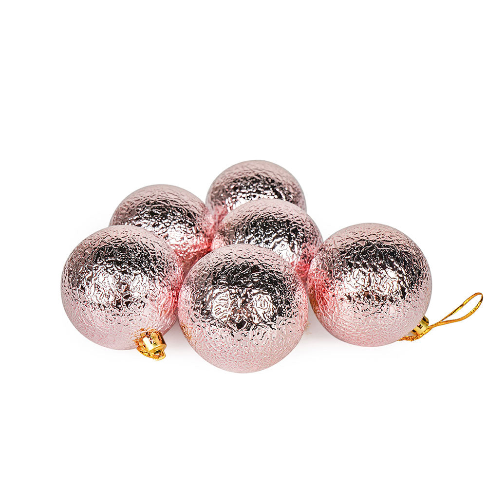 Christmas Baubles 6CM 6PCS Pink
