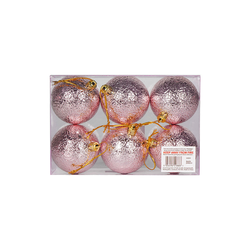 Christmas Baubles 6CM 6PCS Pink