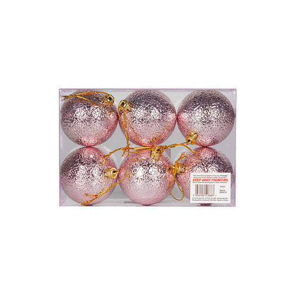 Christmas Baubles 6CM 6PCS Pink