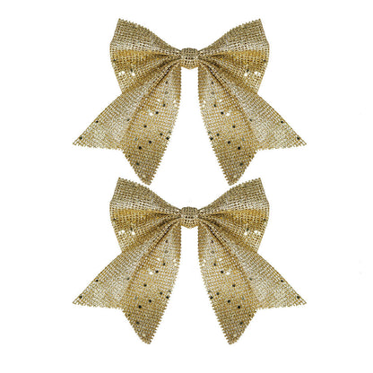 Christmas Bow Gold 2PC 12x13cm