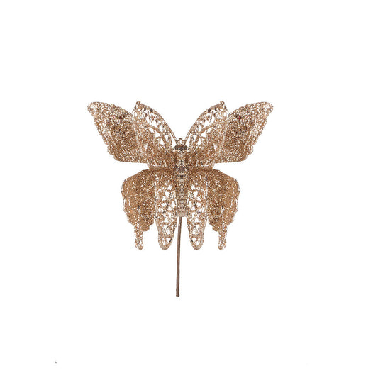 Artificial Glitted Butterfly Ornament Gold