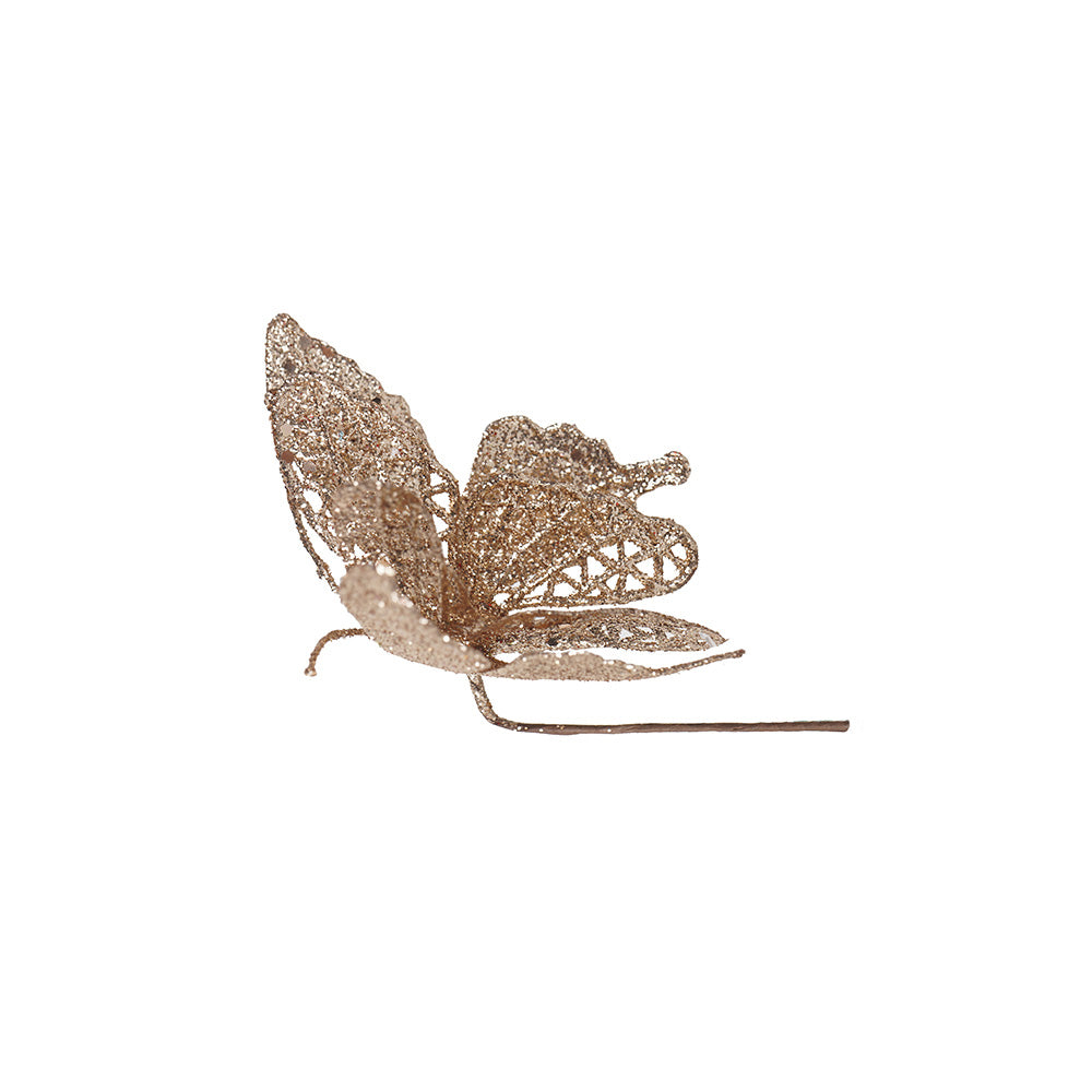 Artificial Glitted Butterfly Ornament Gold